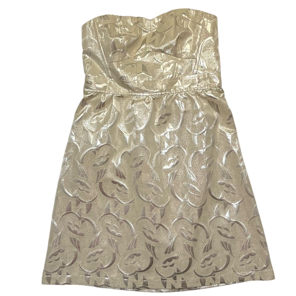 American Eagle Outfitters Shimmering Metallic Gold Strapless Dress Size 4